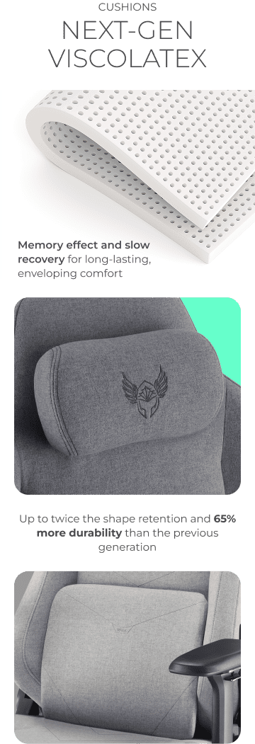 Visco-latex memory cushions with enveloping comfort